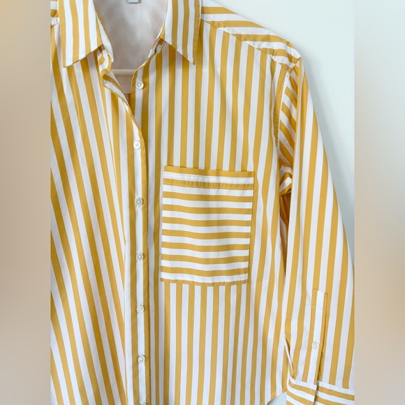AYR Yellow White The Deep End Oversized Cotton Striped Button Down Shirt Size XS - Picture 7 of 13